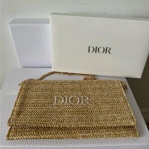 dior raffia clutch vip item with box